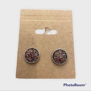 Pink and rose gold 12mm stud earrings